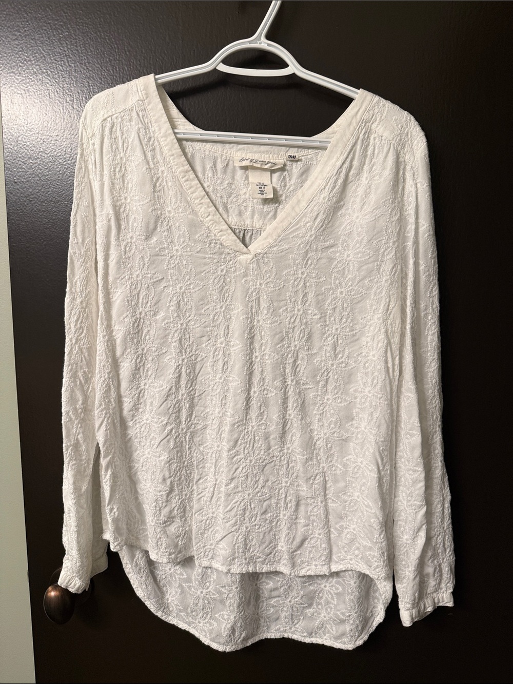 H&M White Embroidered V-Neck Long Sleeve Tunic